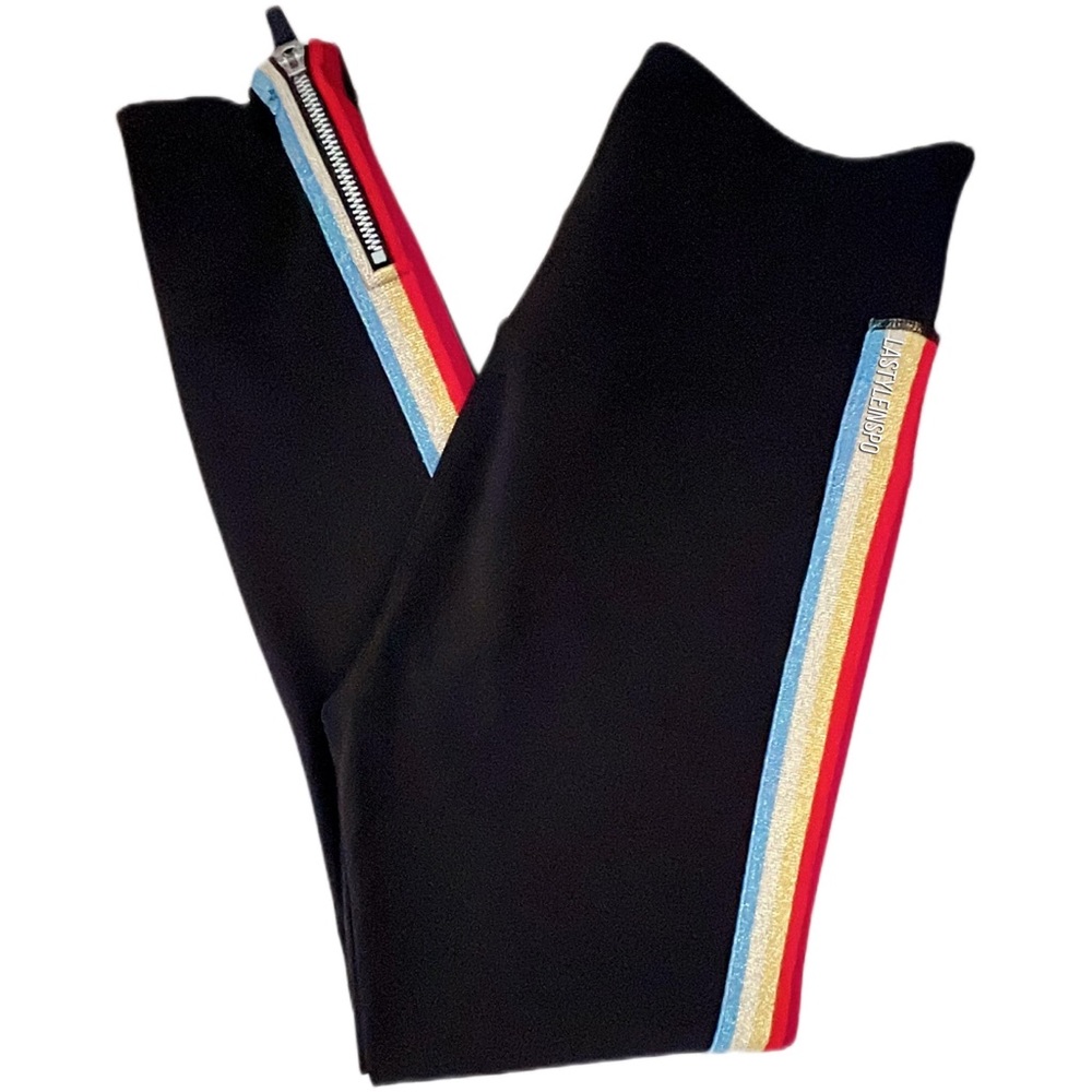 REVOLVE Spiritual Gangster Black Leggings Shiny Rainbow Sides 🌈 Small